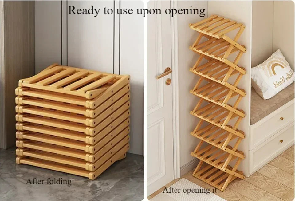 Meuble à chaussure bois massif de bambou -