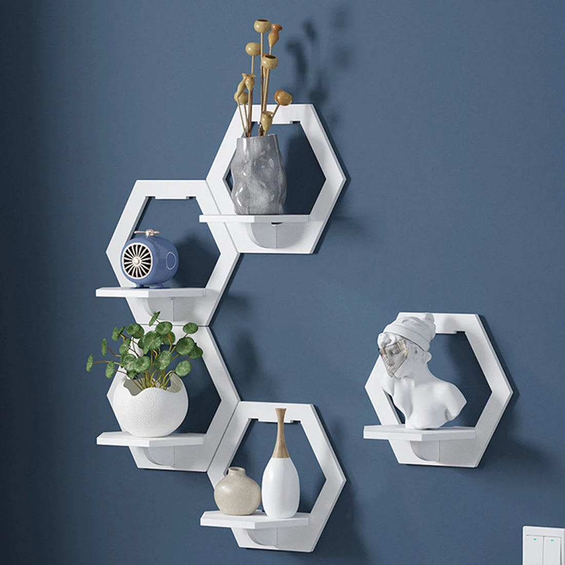 étagère murale flottante hexagonale 3 à 15Pcs -