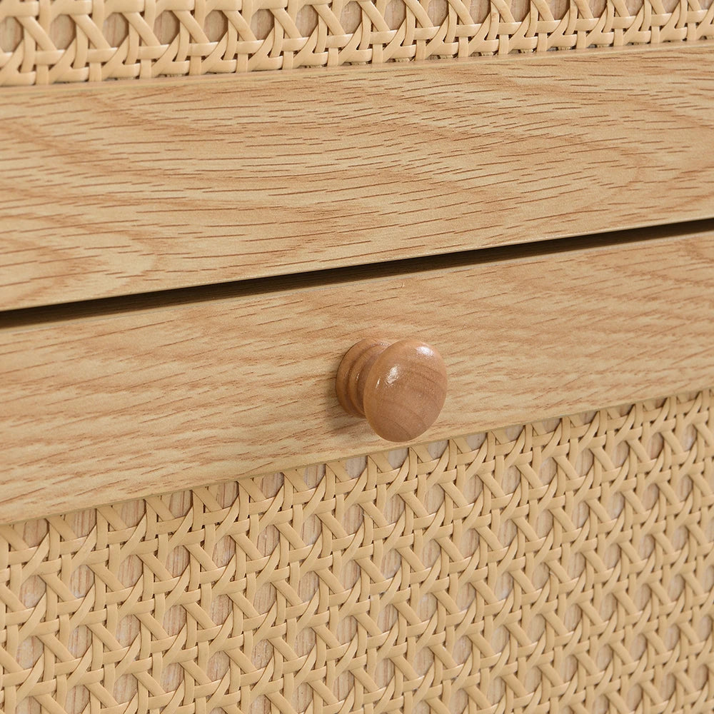 Meuble à chaussure en rotin pour entrée étroite -