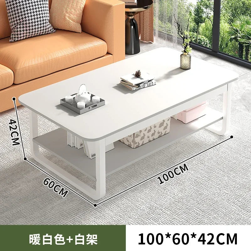 Table basse bois blanc en forme de rectangle - 100cm 2