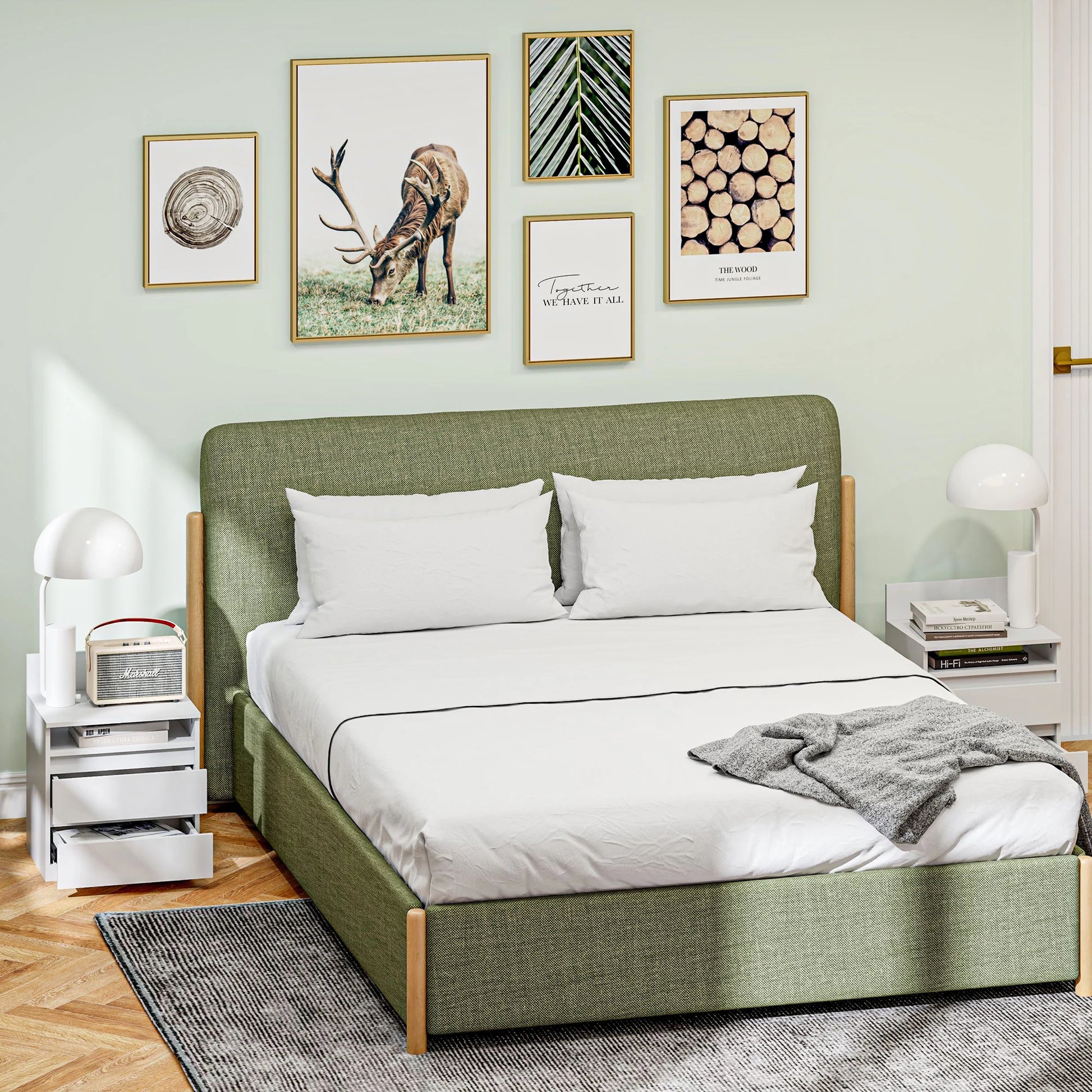 Table de chevet à suspendre de couleur blanche 40 x 32 x 50 cm -