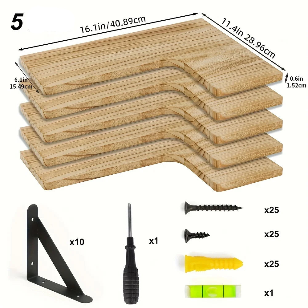 étagère murale en bois flottante rustique pour angle - Kaki