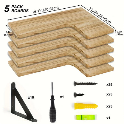 étagère murale en bois flottante rustique pour angle - Kaki