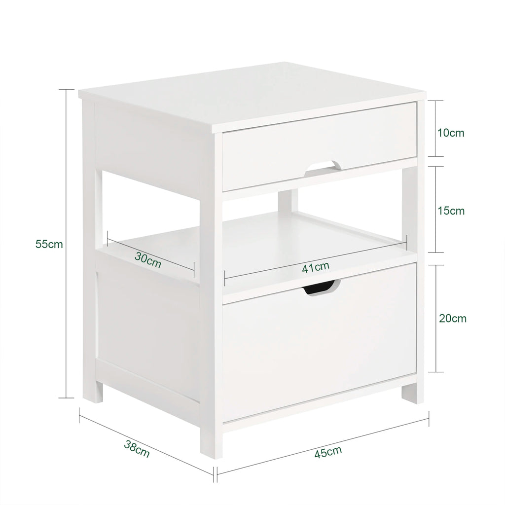 Table de chevet blanche de 45x55x38cm - ARENA -