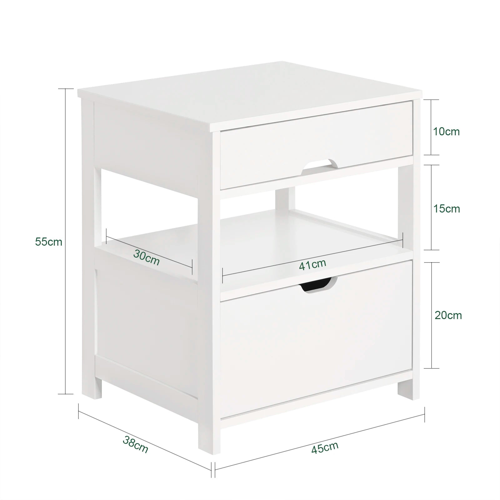 Table de chevet blanche de 45x55x38cm - ARENA -