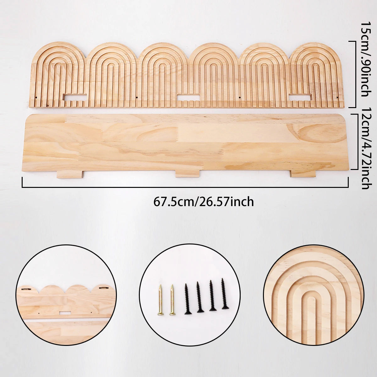 étagère murale bois bohème en forme d'arche - D