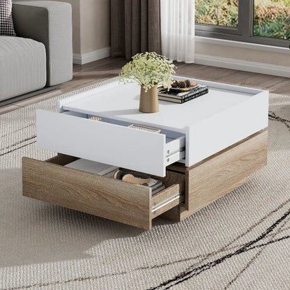 Table basse multifonctionnelle à plateau pivotant 360° -