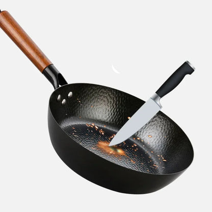 Poêle en fonte wok antiadhésif compatible avec le gaz et l'induction -
