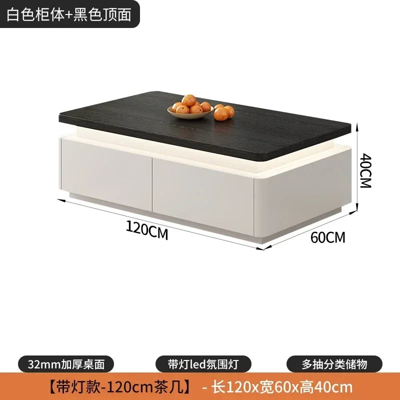 Table basse bois scandinave de luxe - 120x60x40cm LED-1