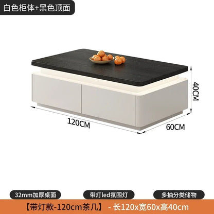 Table basse bois scandinave de luxe - 120x60x40cm LED-1