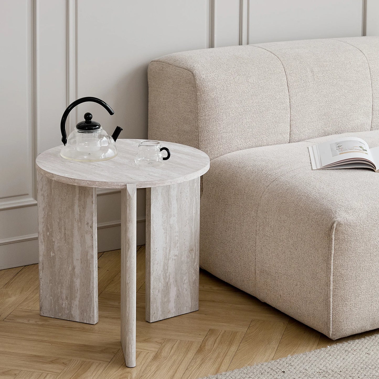 Table basse bois gris minimaliste 2 ensembles -