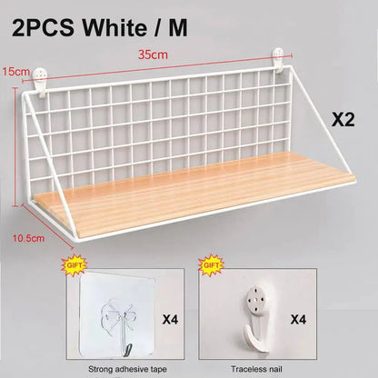étagère murale suspendue en bois - 2pcs Blanc M
