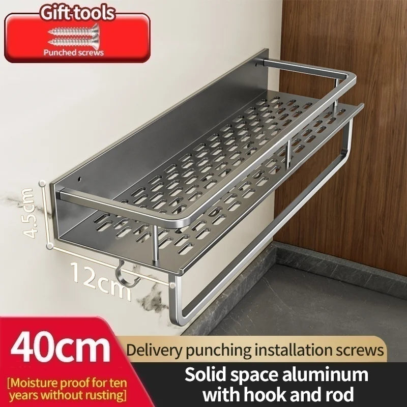 étagère cuisine noir mural - 12 Gris 40cm pole