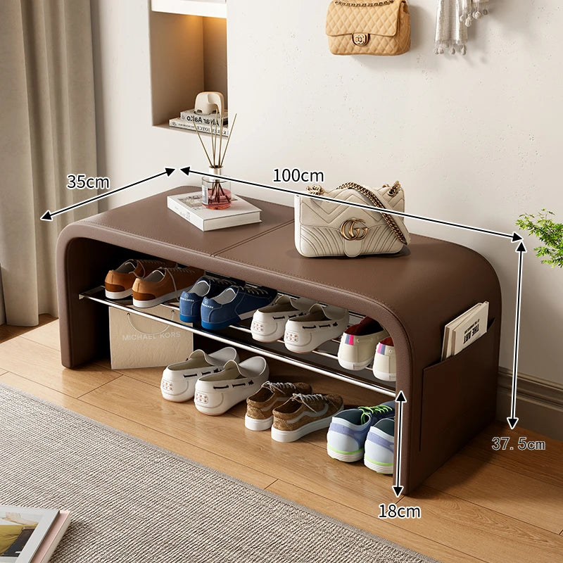 Meuble à chaussure banc de luxe - Marron 100