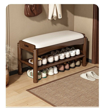 Meuble à chaussure en bois avec tabouret pour l'entrée de la maison -