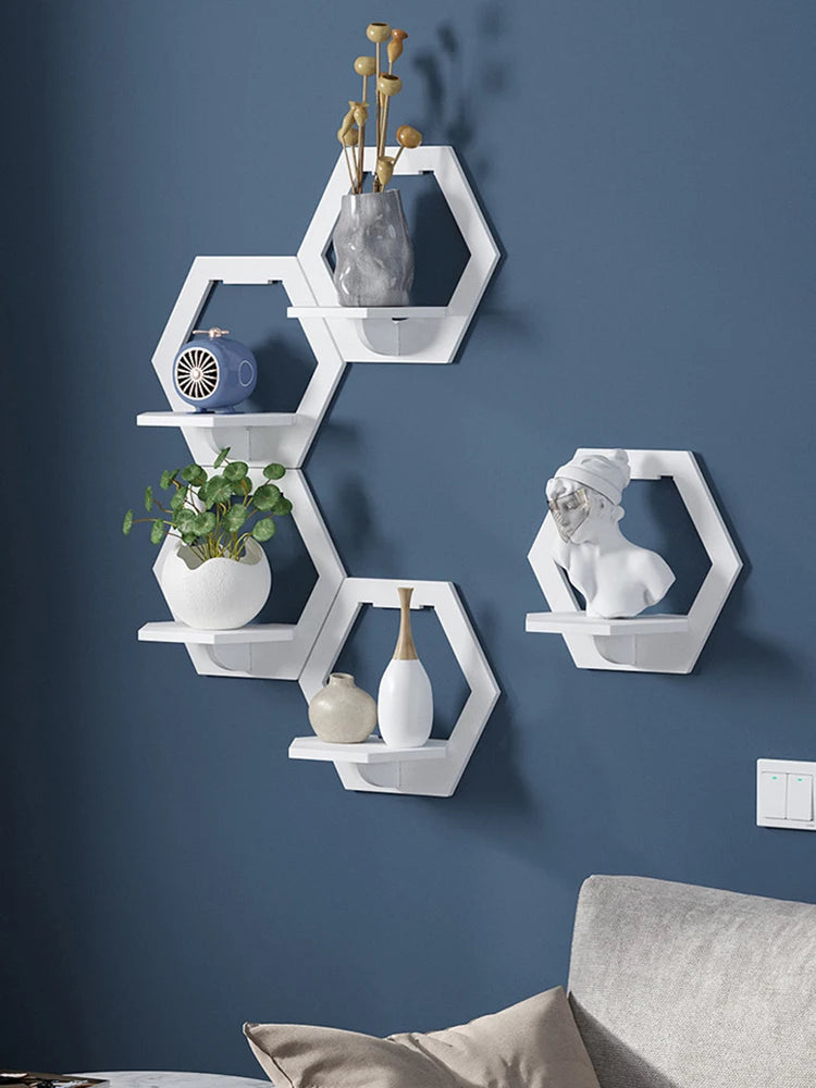 étagère murale flottante hexagonale 3 à 15Pcs -
