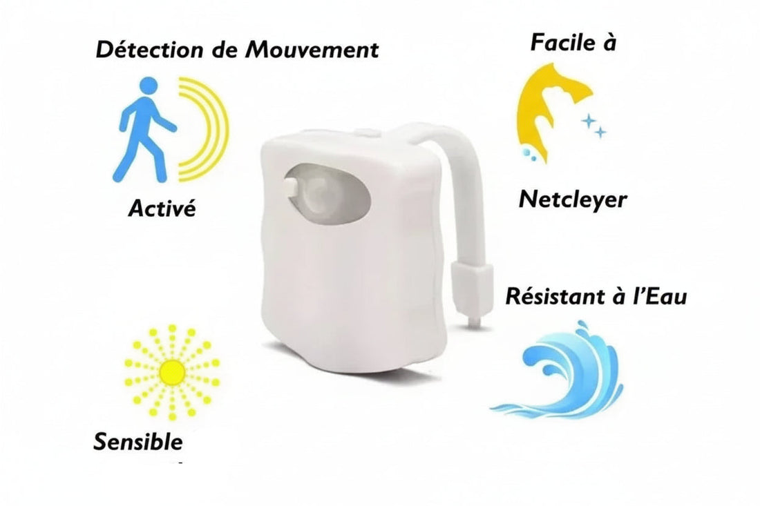 Lampe WC LED RGB 8 Couleur avec capteur de mouvement