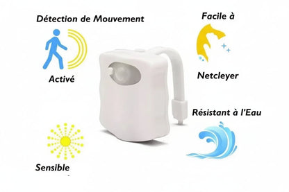 Lampe WC LED RGB 8 Couleur avec capteur de mouvement