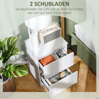 Table de chevet à 2 tiroirs blanche , 40x32x56cm -