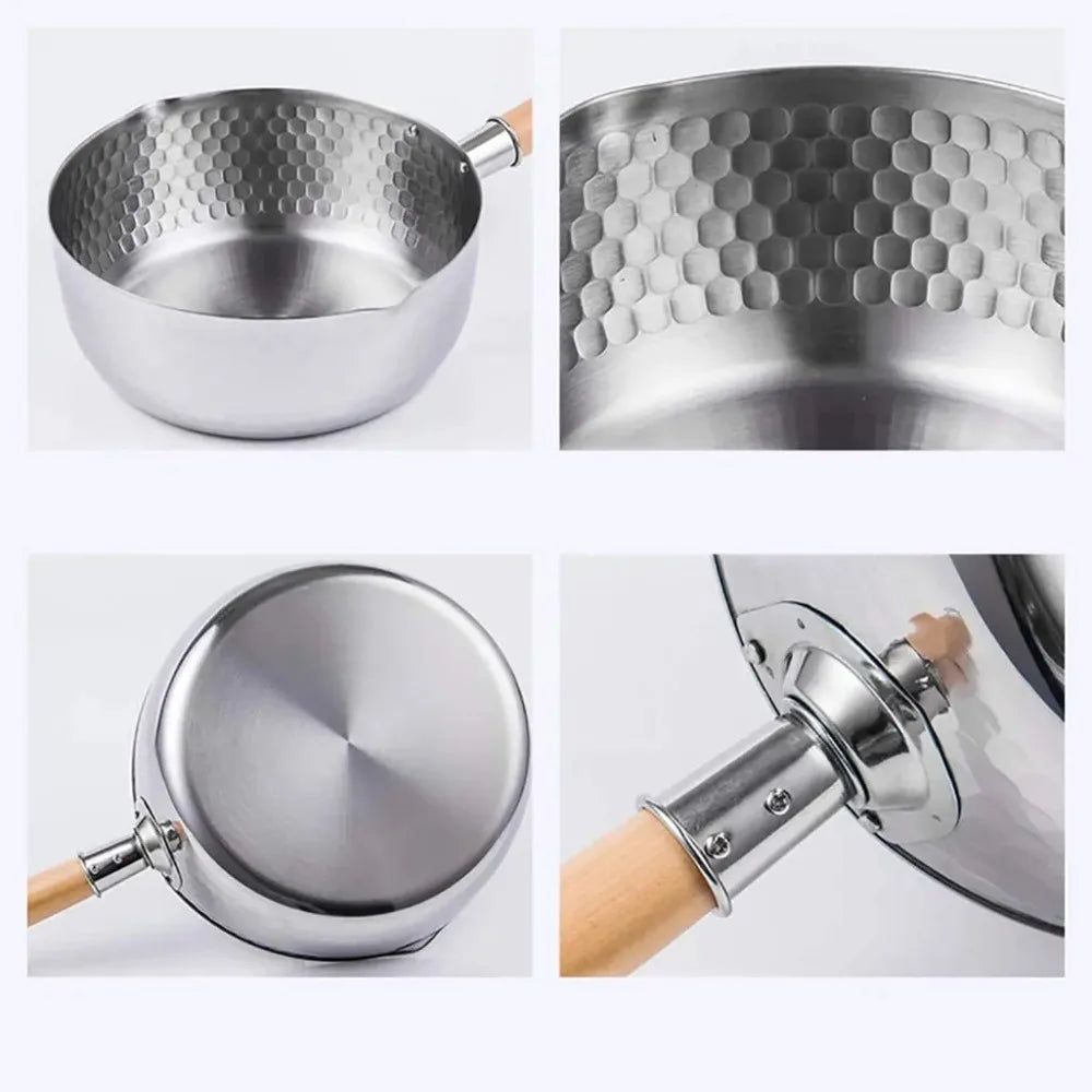 Casserole inox professionnel avec poignée en bois -