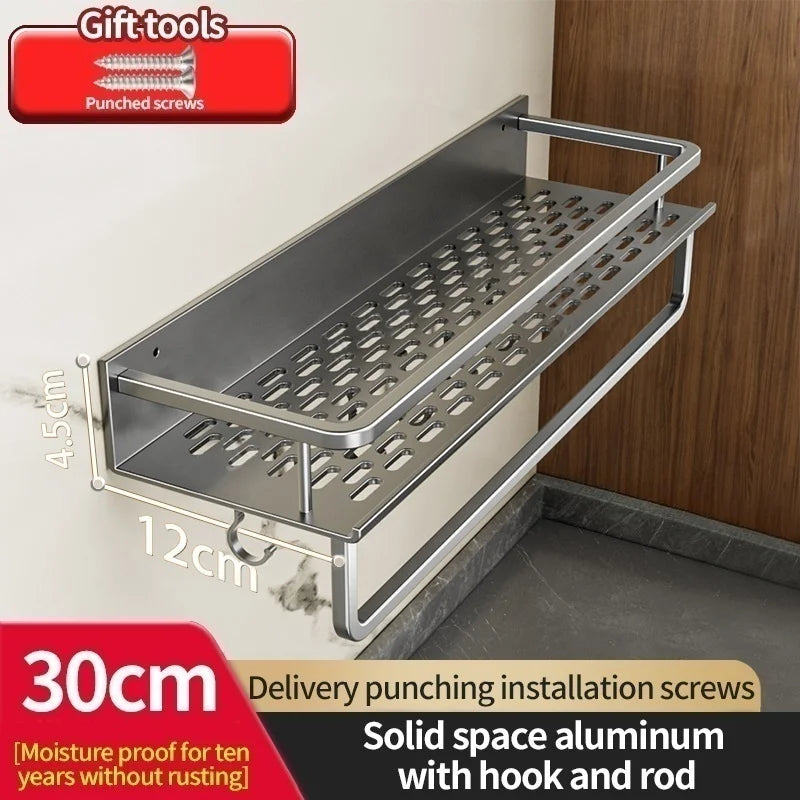 étagère cuisine noir mural - 12 Gris 30cm pole