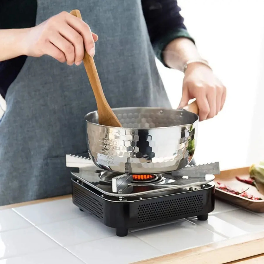 Casserole inox professionnel avec poignée en bois