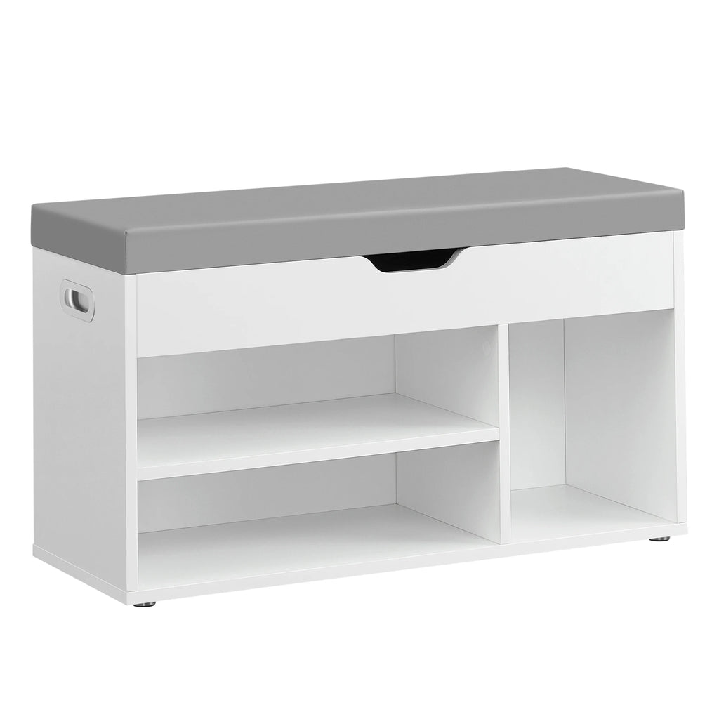 Meuble à chaussure avec banc de rangement et assise rembourrée - Blanc Meuble à chaussure