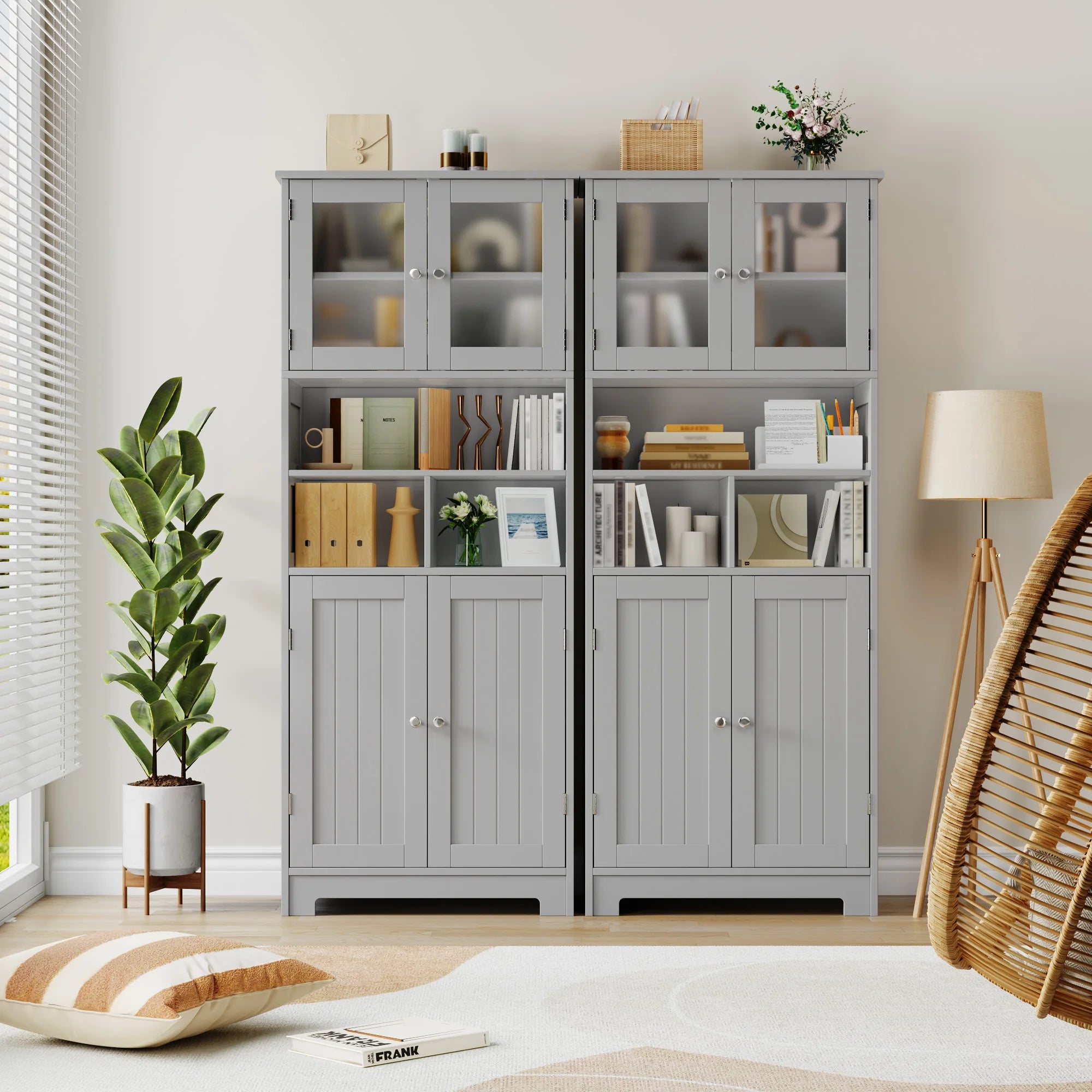 Meuble de rangement de style armoire de cuisine haute en bois -
