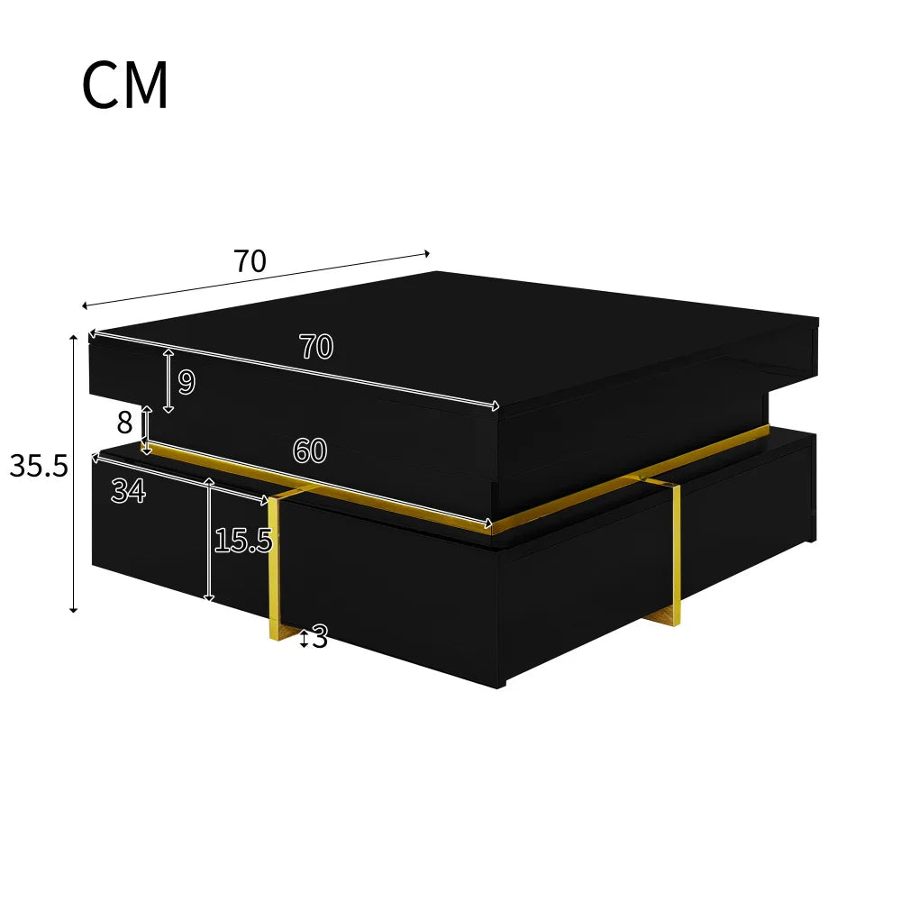 Table basse laquée brillante pour salon disponible en noir et blanc -