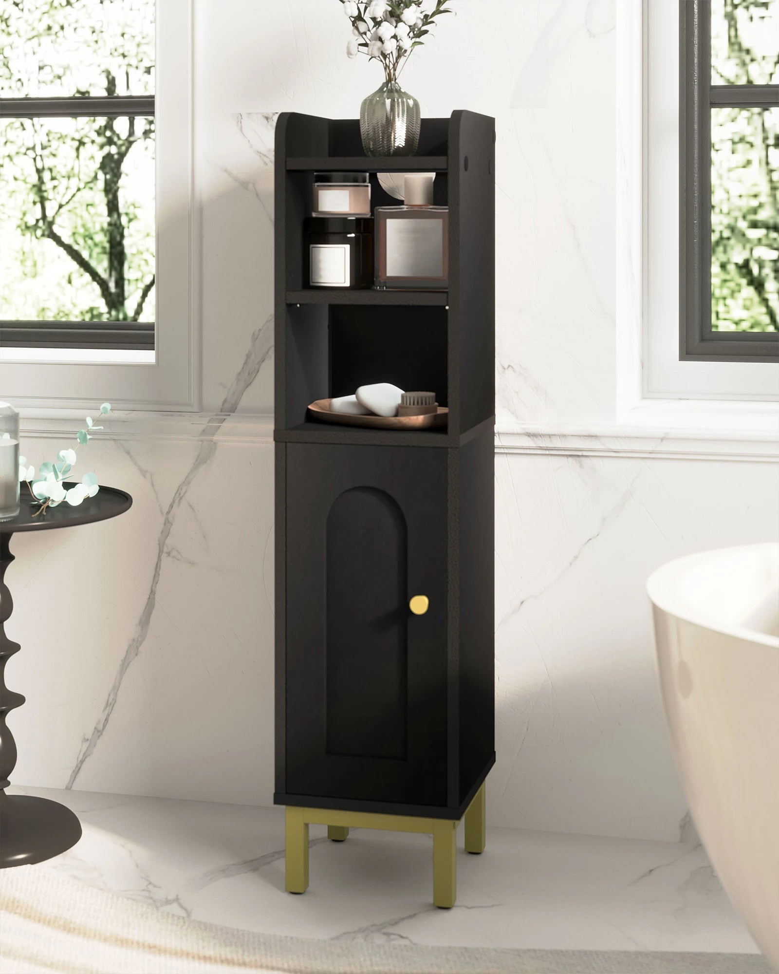 Meuble salle de bain d'angle de petite taille -