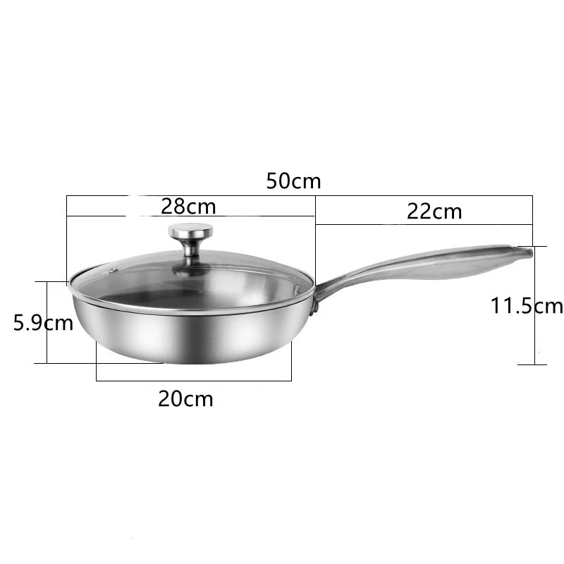 Poêle inox Professionnel de qualité disponible en 22cm 24cm 26cm 28cm - 28cm avec couverture