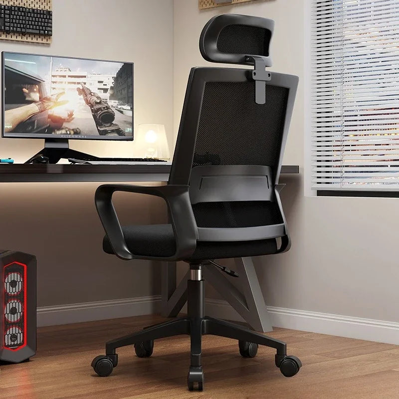 Chaise de bureau ergonomique pivotante en maille respirante -