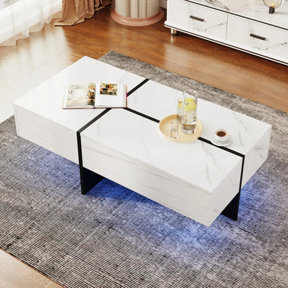 Table basse marbre rectangulaire imitations 100*50*34.5cm - Blanc Table basse