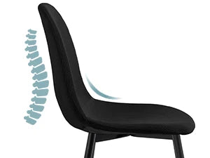 Chaise salle à manger noir en velours côtelé 4 ensembles -