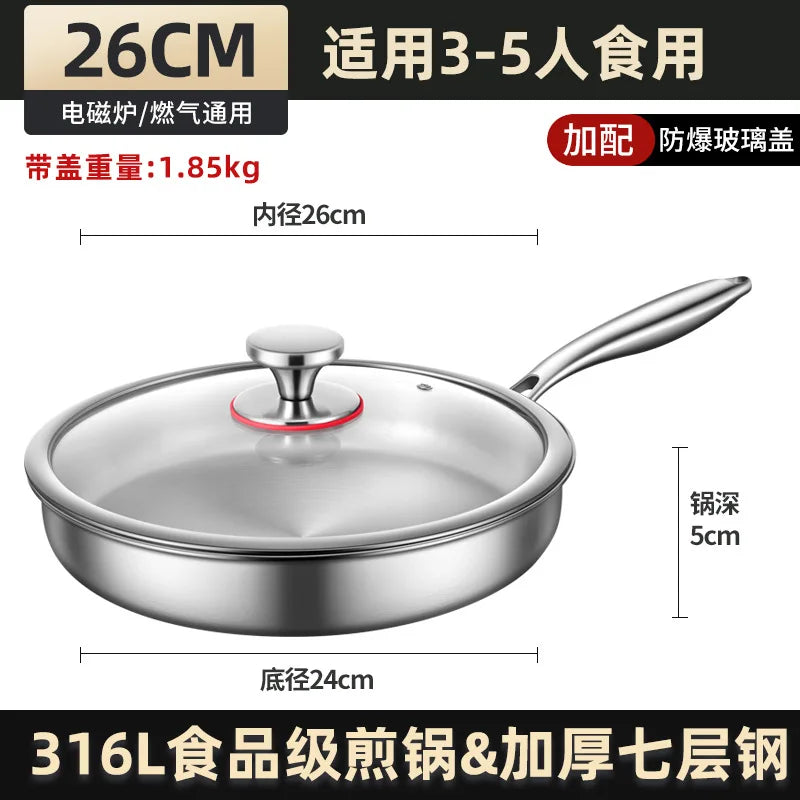 Poêle inox induction germaine en acier - Avec couvercle 26cm