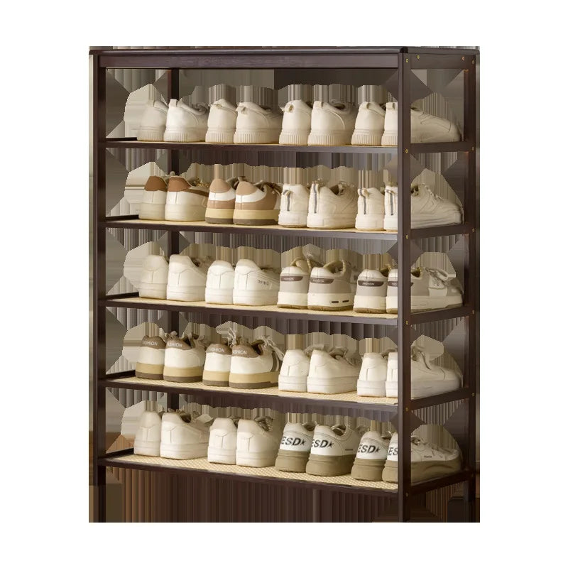 Meuble à chaussure bas d'entrée en bois massif -