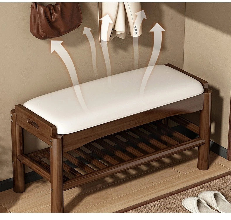 Meuble à chaussure en bois avec tabouret pour l'entrée de la maison -