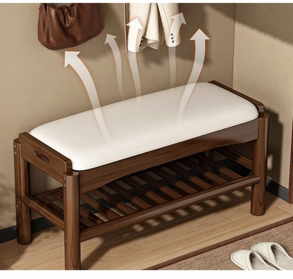 Meuble à chaussure en bois avec tabouret pour l'entrée de la maison -
