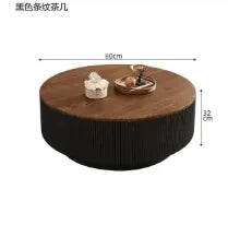 Table basse bois marron ronde de luxe - 80cm 3