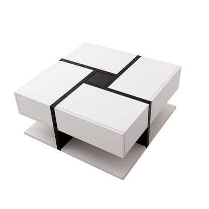 Table basse moderne géométrique blanche 78×78×36 cm - 78×78×36 cm Table basse