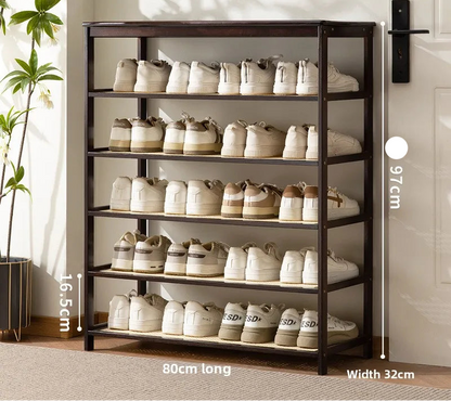 Meuble à chaussure bas d'entrée en bois massif - 6 étages-80cm
