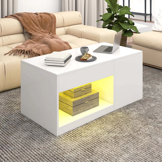 Table basse style industriel de luxe moderne avec led -