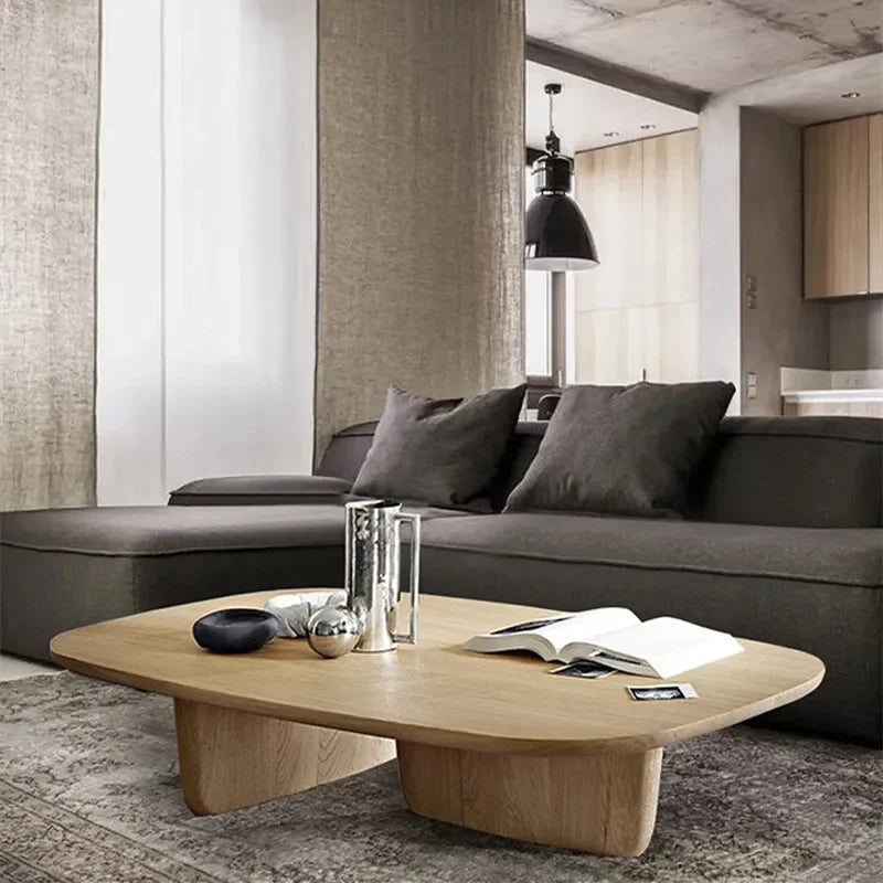 Table basse bois ovale noyer -