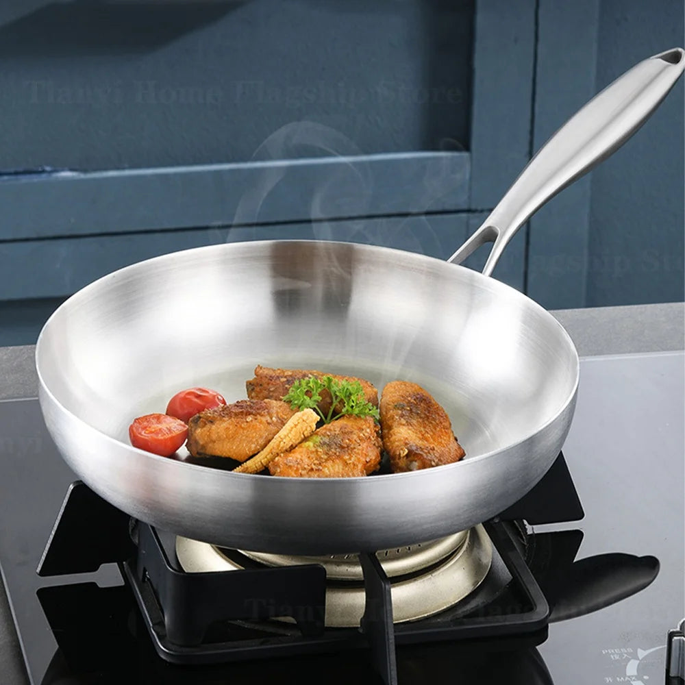 Poêle inox 30cm wok adhésif -