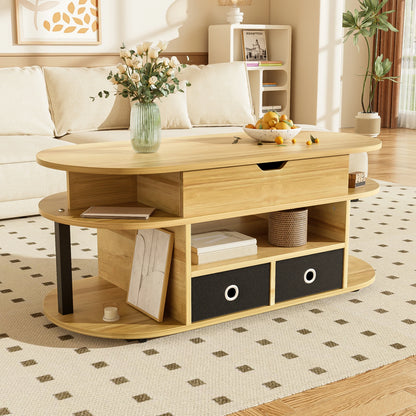 Table basse en bois transformable à plusieurs compartiments -