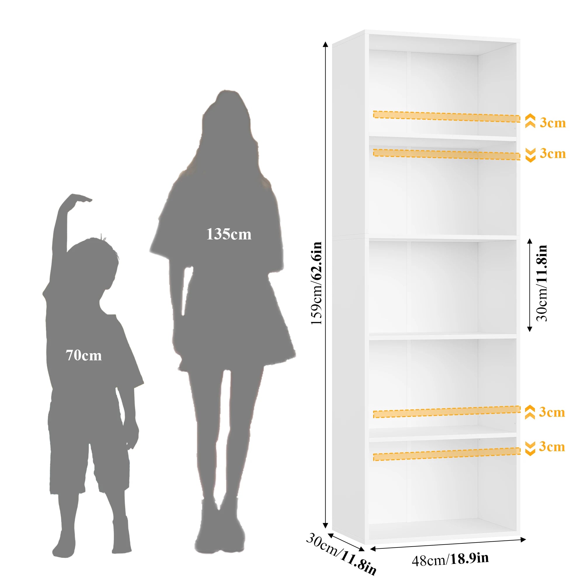 Meuble de rangement à fourniture 48x30x159cm -