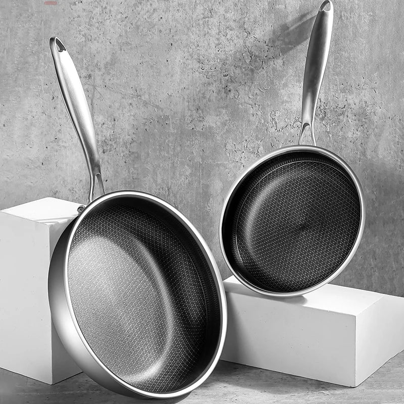 Poêle inox induction à fond alvéole 24/26CM - 24CM Poêle à frire