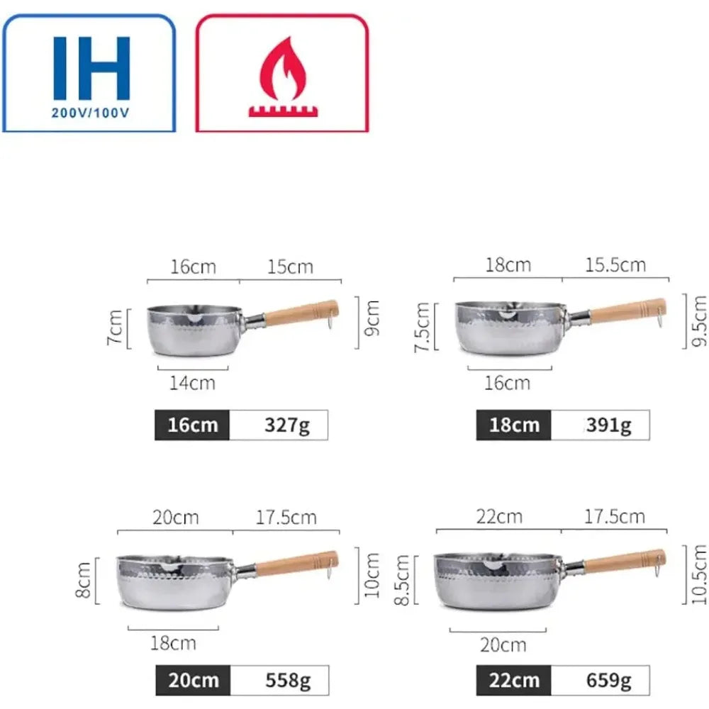 Casserole inox professionnel avec poignée en bois -
