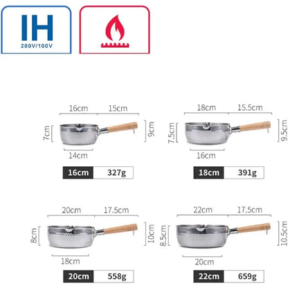 Casserole inox professionnel avec poignée en bois -