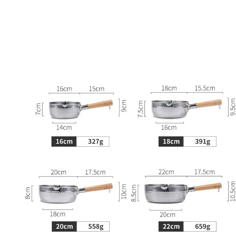 Casserole inox professionnel avec poignée en bois